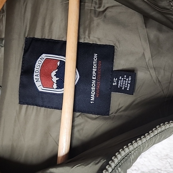 1 Madison Expedition Heritage Edition Teddy Sherpa Jacket in Cream/Olive - Picture 5 of 14